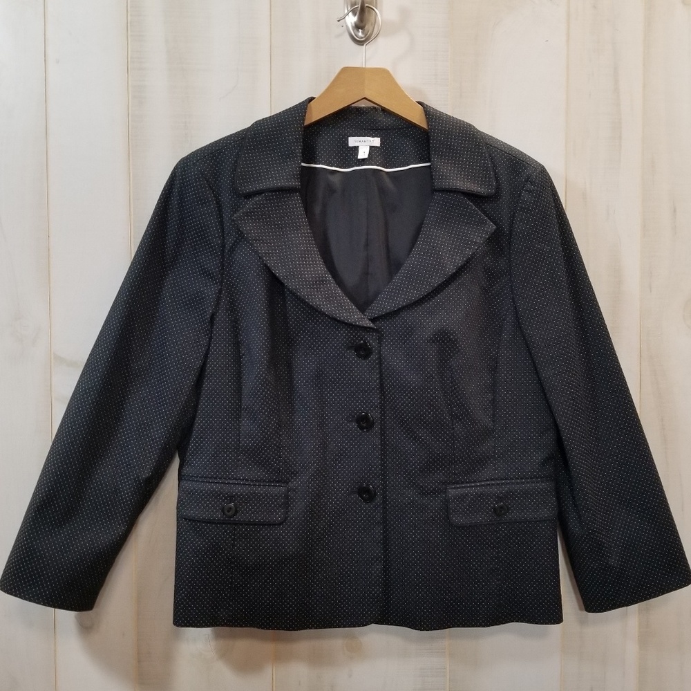 Semantiks Black and White Polka Dot Blazer 16 - Picture 1 of 4